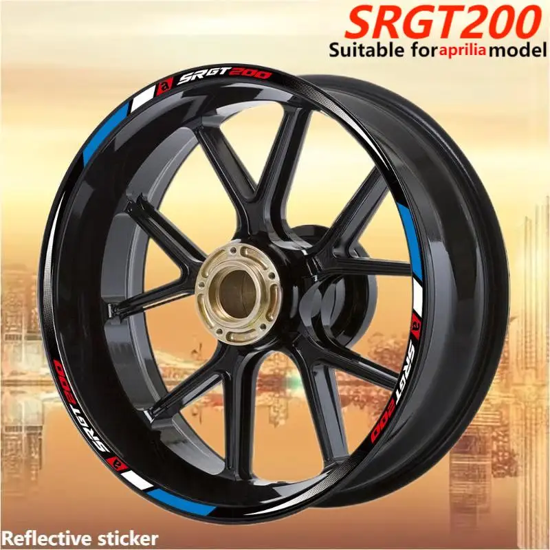 

For Aprilia SRGT200 GT200 Reflective Motorcycle Accessories Waterproo Wheel tire modification Sticker Hub Decals Rim Stripe Tape