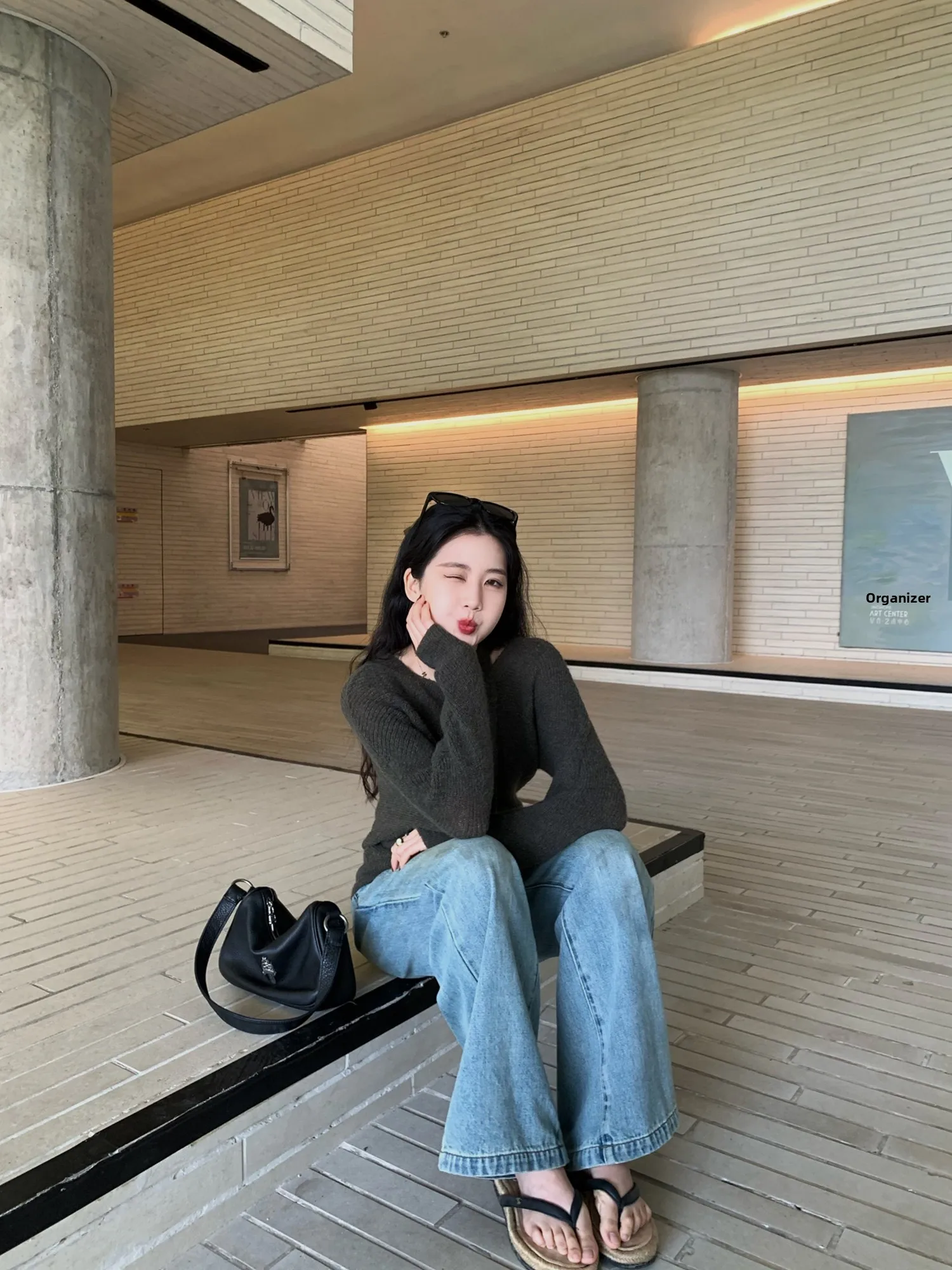 

Spring Mist Feel Knitted Woolen Top with Sa Loose Fit Casual Sle Long Sve Batwing Sve round Ne Pullover for Women