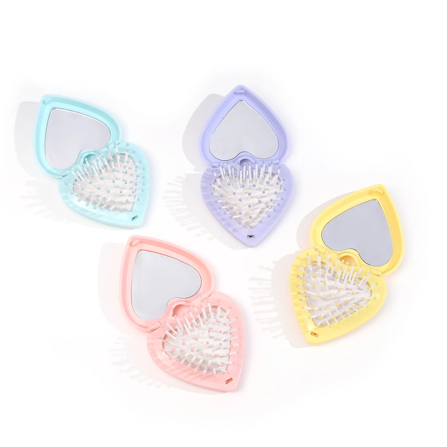 1Pc Massage Comb, Heart-Shaped Folding Portable Mirror Comb, Cute Scalp Massage Gift Comb