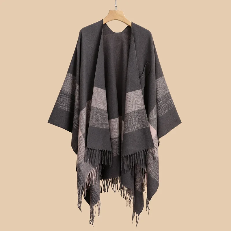 Autumn and winter new cross-border shawl warm sun protection Cape European and n wind simple atmosphere Cape Street Photo Cape