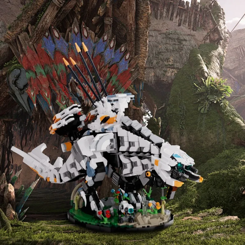 

MOC Horizon Zero Dawned Classic Game White Behemoth Building Blocks Assembly Monster Model Thunderjaw Brick Toy Holiday Gift