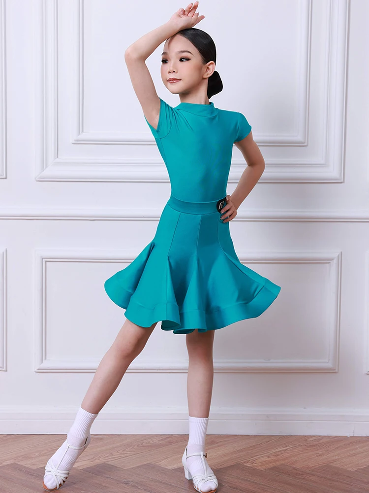 2025 Latin Dance Kleid Für Wettbewerb Mädchen Kurzarm Leistung Kleidung Latin Bühne Zeigen Tanz Anzug Body Rock 2662