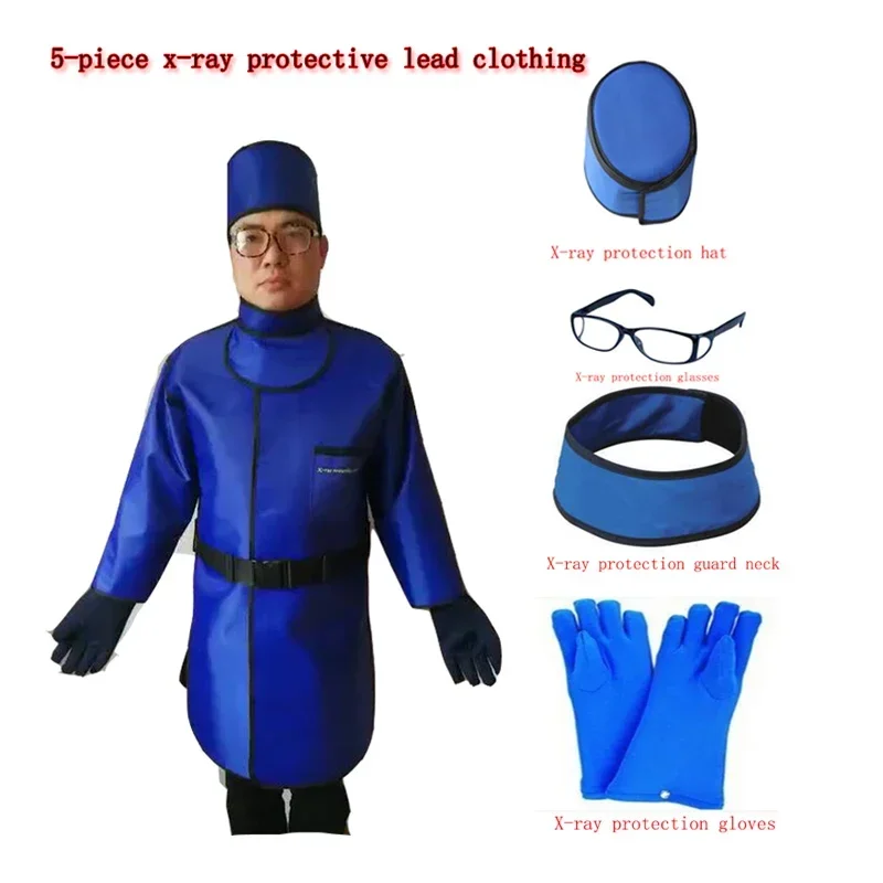 0.35mmpb X-ray Protective Suit Clothing, Y-ray Protective-Apron, Hospital, Clinic, Business Protection, Gloves, Collars,5pcs.