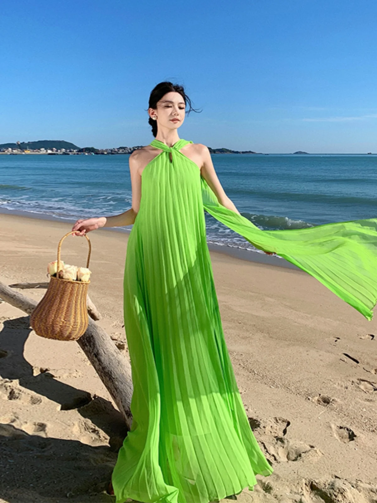 n Sle lange rok Boho strand Dr met Saes Ne hangende zomer Vaion casual losse taille polyestervezel