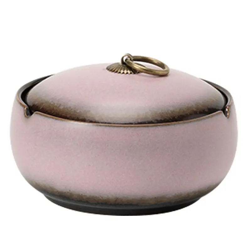 Kiln Turned Grease Powder Ashtray, Living Room With Cover, Anti Fly Ash Ceramic Minimalist Ashtray