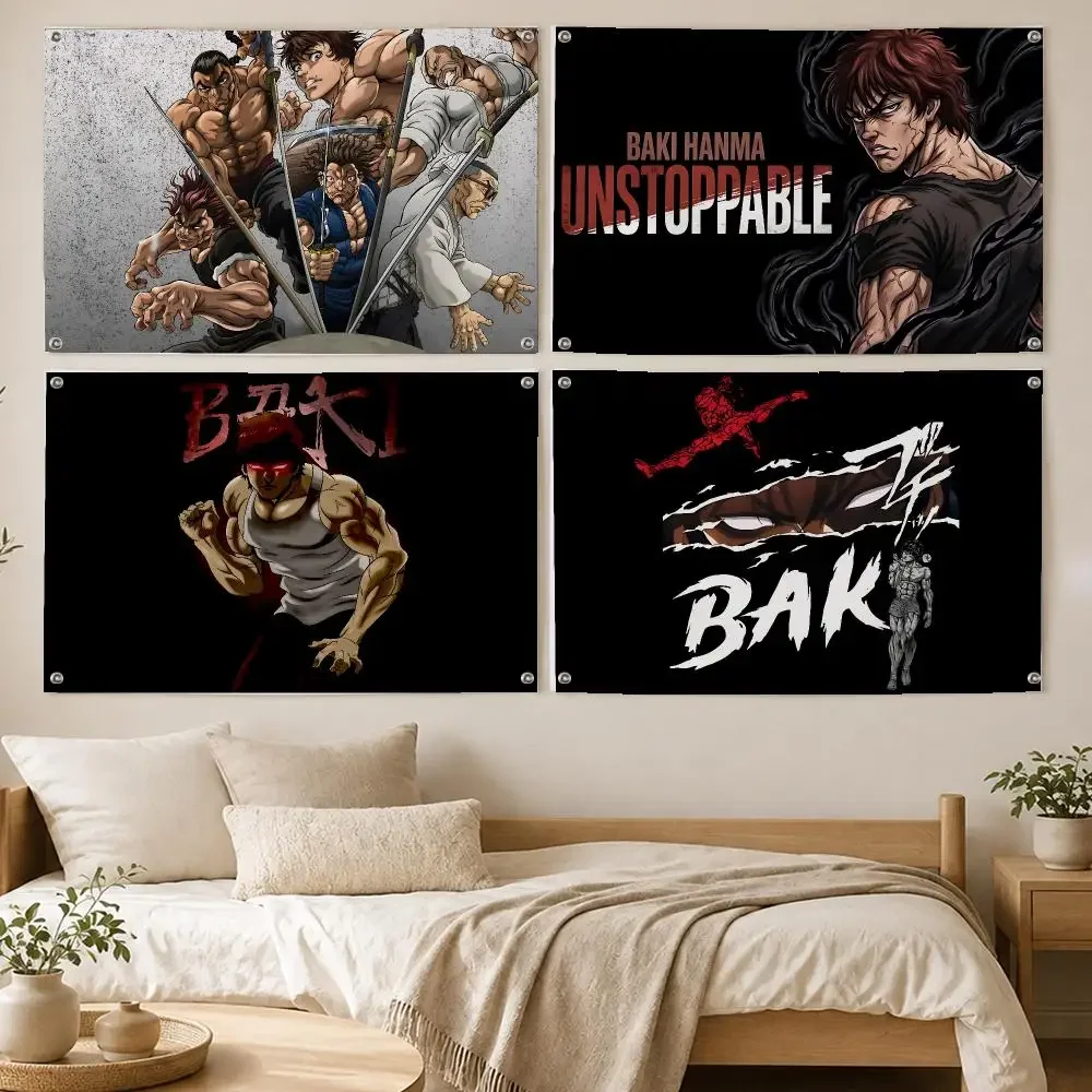 Baki Martial Arts Anime Flags Room Bedroom Home Outdoor Wall Hanging Concert Printed Background Decoration Art Banne