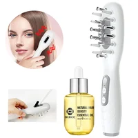 Peine masajeador eléctrico EMS para el cuero cabelludo, masajeador de cabeza con luz LED, aplicador de aceite para el cabello, relajación del crecimiento del cabello, apto para todos los peinados