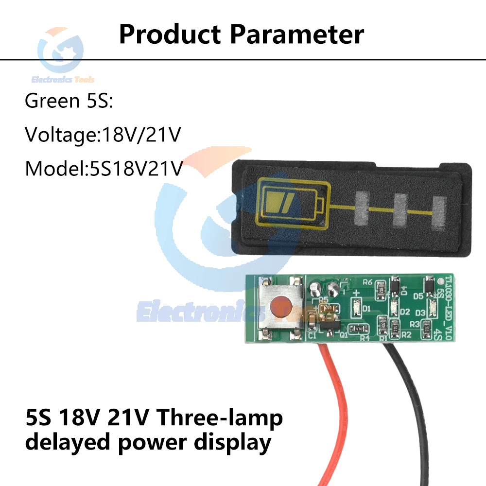 Battery Capacity Indicator Module 10S 36V 42V 5S 18V 21V Lithium Battery Power LED Display Battery Shell Battery Level Indicator