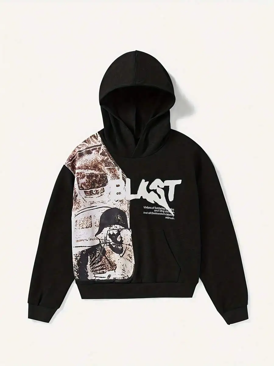 

Casual Alphabet Blast Print Hoodies Women Coats Streetwear Gothic Skull Sweatshirt Fashion Men Harajuku Y2k Hoodie Men Clothing