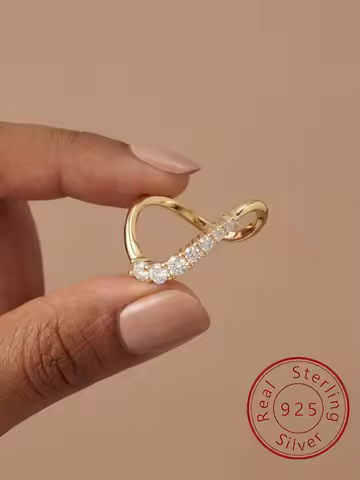 925 Sterling Silver Minimalism Fashion Wave Zircon Ring For Women Anniversary Engagement Wedding Party High Quality Fine Jewelry