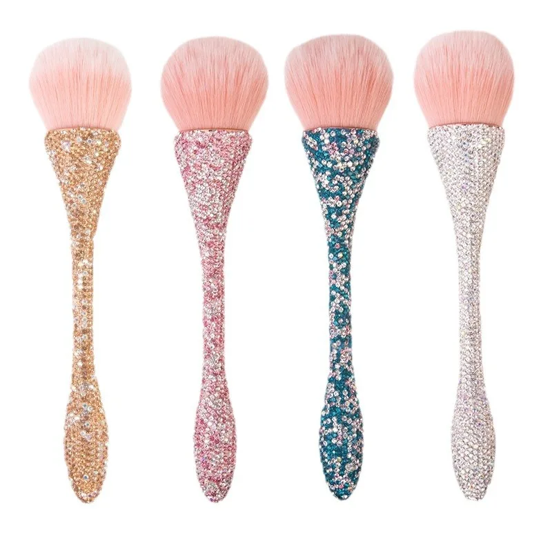 

Diamond-Studded Hourglass Powder Brush - Crystal Goblet Handle Highlight & Blush Makeup Brush for Beginners Luxurious Glittering