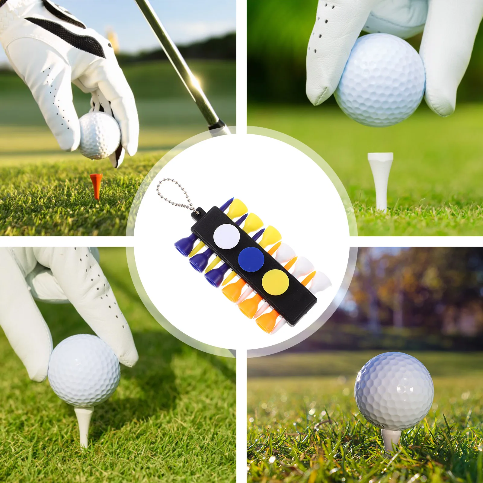 

Golf Tee Holder Portable 12 Tees Ball Markers Divot Tool Keychain Essential Golf Accessories Tees Ball Marker Pencil