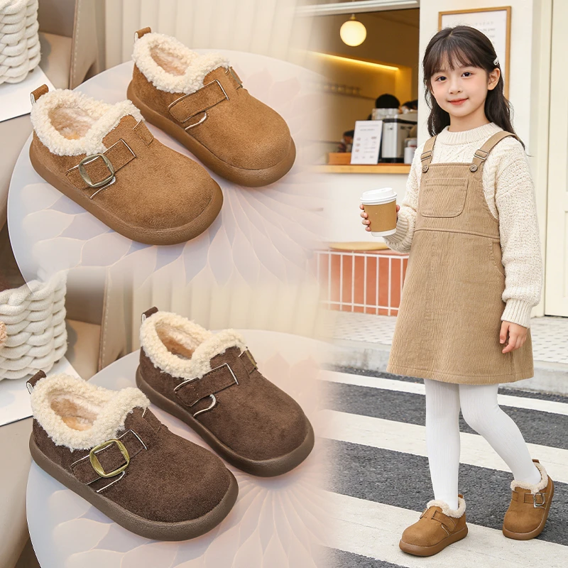 

2025 Winter New Children's Casual Fashion Comfortable Girls Thick and Wear-resistant Warm and Plush Cotton Shoes
