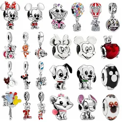 Kreskówka Disney DIY materiał bransoletka z koralików księżniczka Mickey Mouse Minnie Stitch szczeniaki koty akcesoria ze stopów zabawki dla dzieci