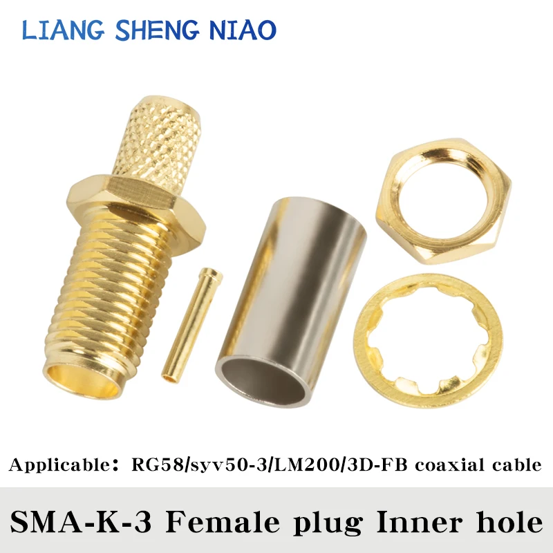 10PCS SMA Male Plug Female Jack /RP RF Coax Connector Crimp For RG58 LMR200 SYV50-3 Cable Straight Goldplated Adapter