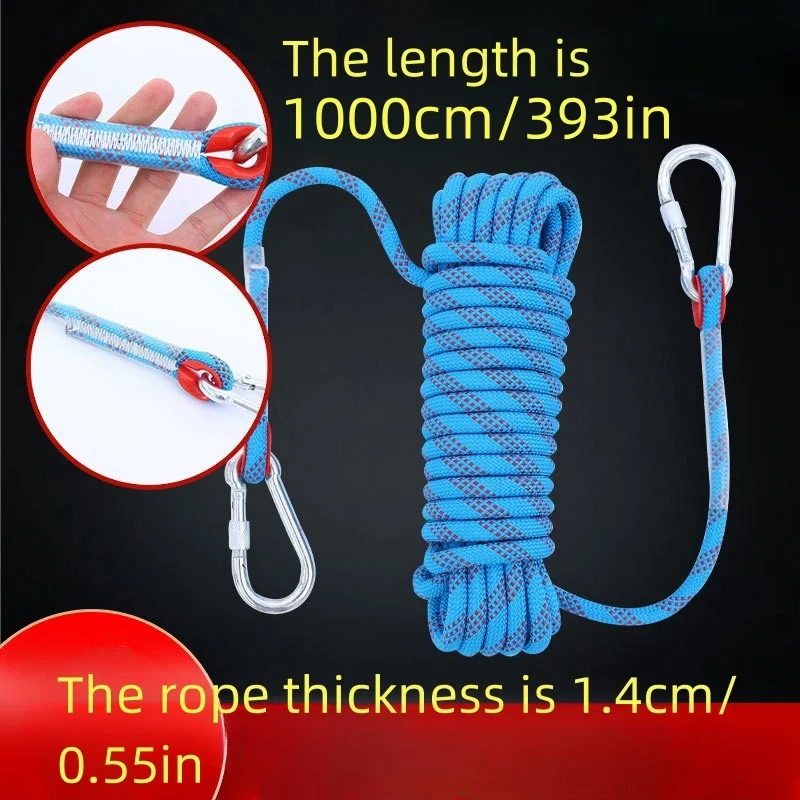 393.7In590In787In1181In Blue Double Braided Polyester Rope Heavy-Duty Rope Suitable for Tree Cutting Work, Outdoor Climbing, Camping