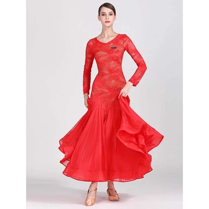 

New See-Through Modern Dance Skirt Adult Ballroom Costume Dress Chiffon Swing Skirt