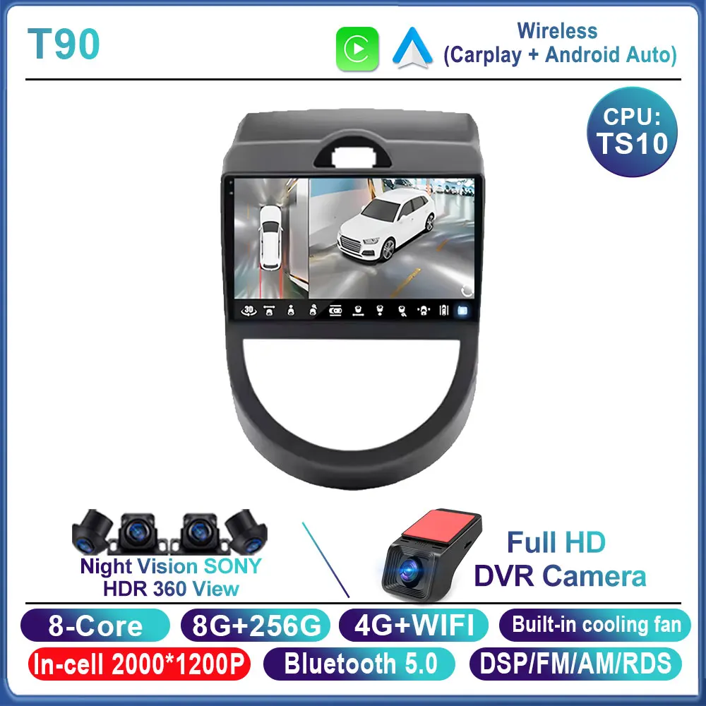 Android 16 voor Kia Soul 1 AM 2008 2009 2010 2011 Carplay Auto autoradio multimediaspeler autoradio GPS navigatie BT head unit