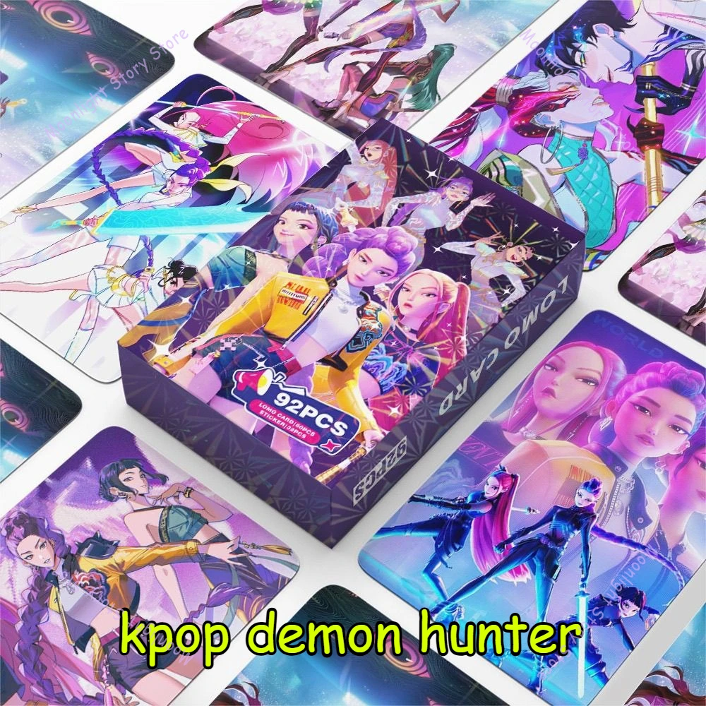 

92 шт. K Pop Demon Hunters карты наклейки аниме Merch Rumi Mira Zoey Girls Group периферийные коллекционные карты подарок для фанатов