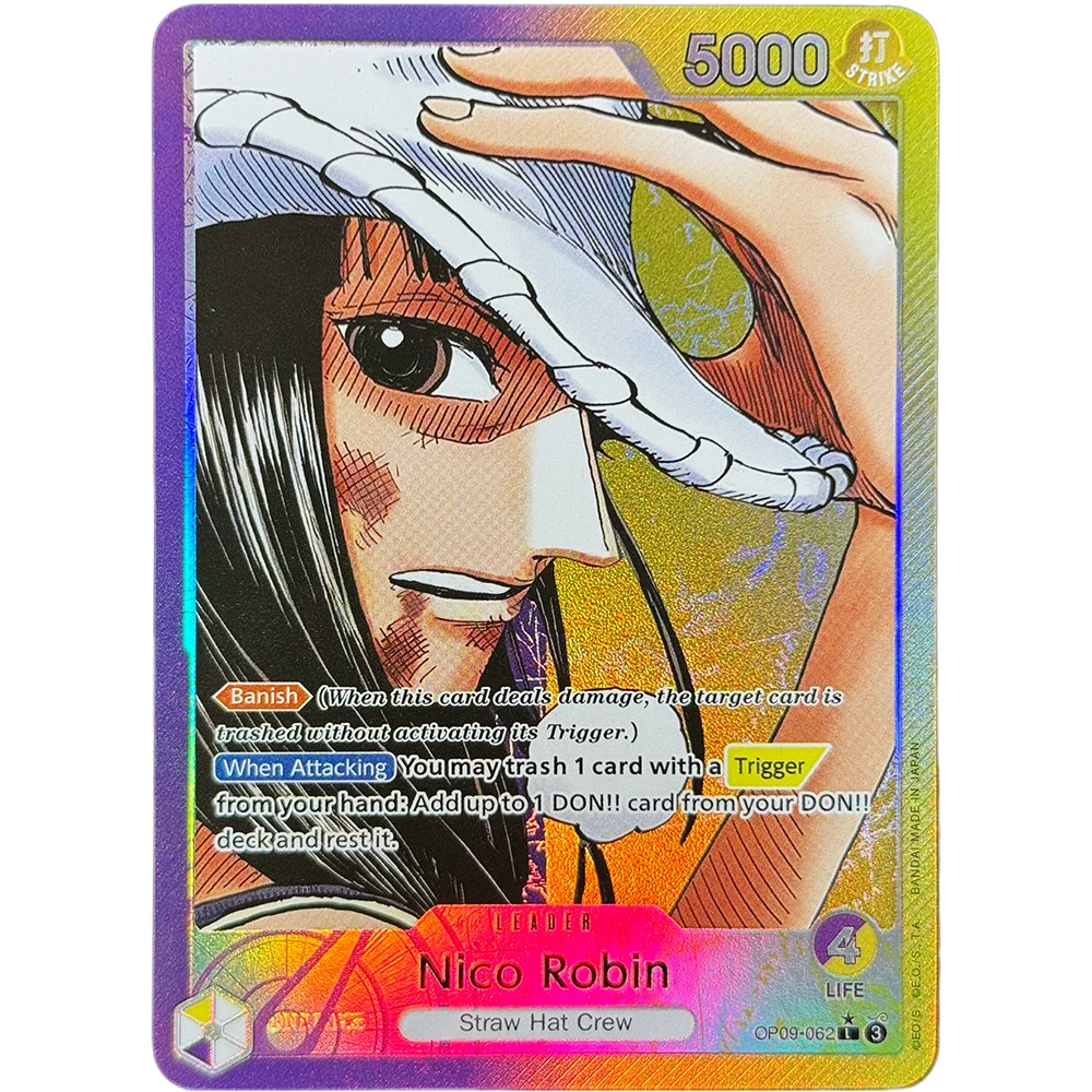 One piece Leader Game Cards OP09 OP10 Caesar Clown Eustass Captain Kid Nico Robin Luffy Sugar Marshall.D.Teach Law Smoker Shanks view 5