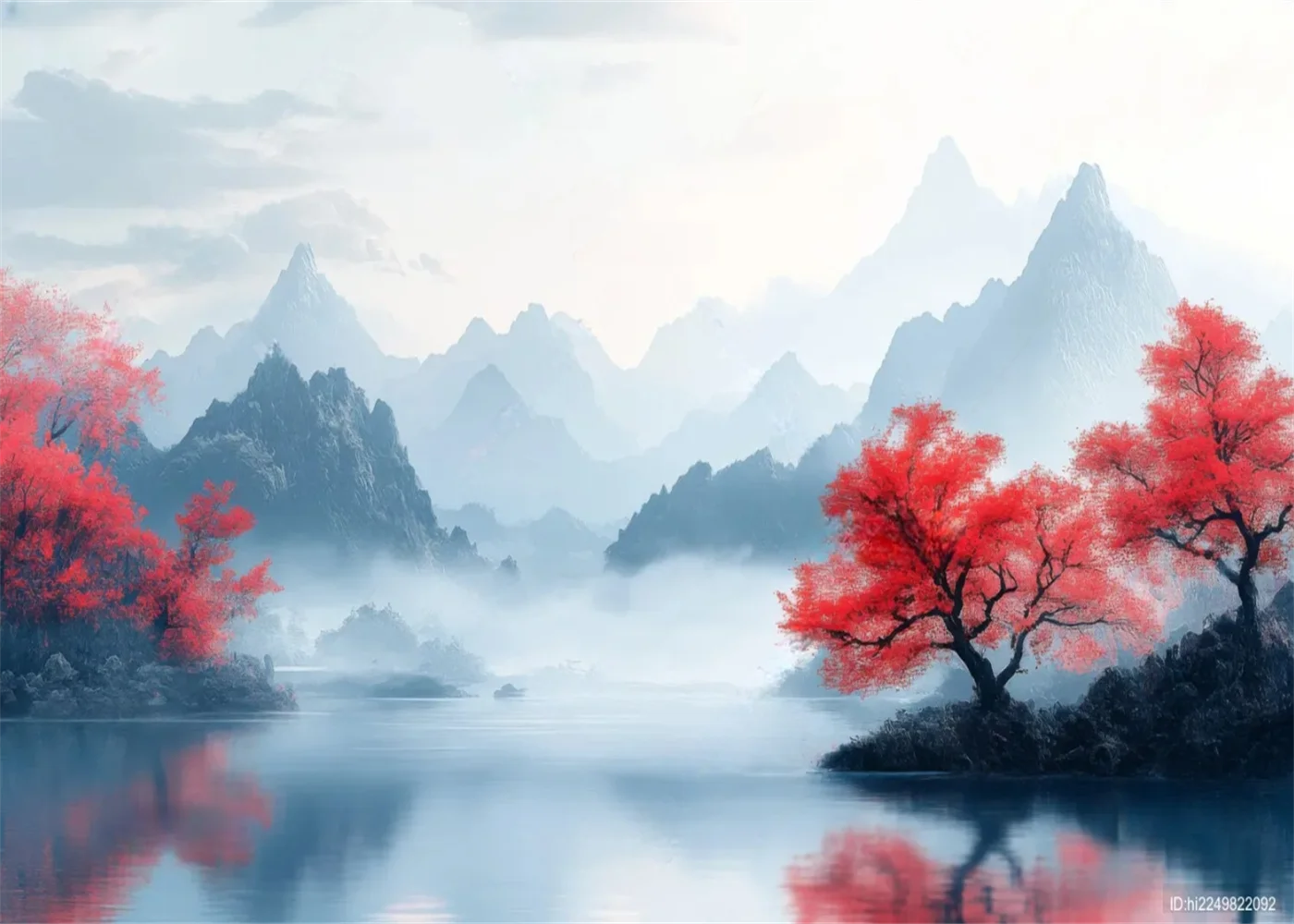 Customized Size Mural Mountain Lake Bird Wallpaper Natural Landscape Pink Cherry Blossom Tree Decoration Painting 3D Wallpaper
