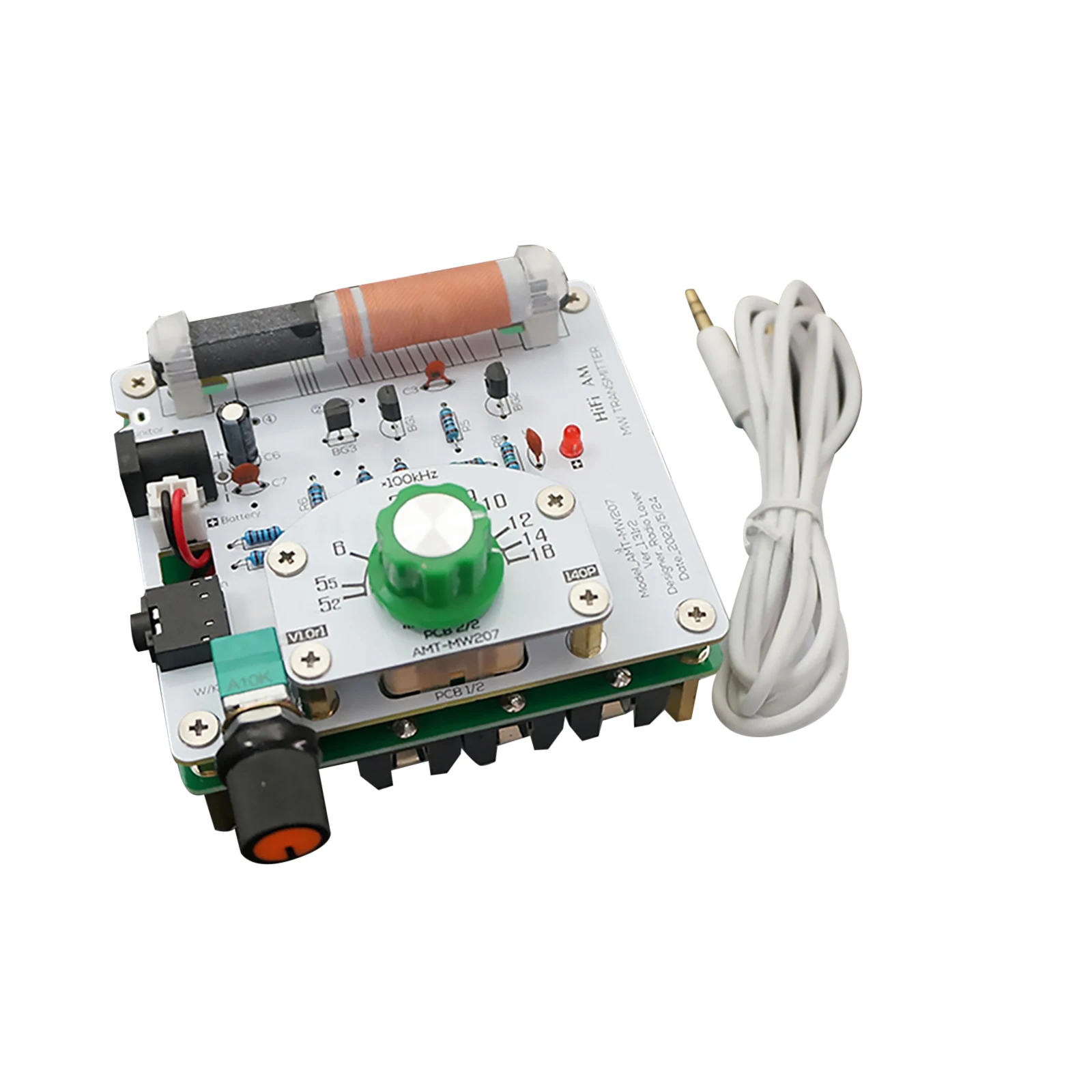 Imagem -06 - Onda Média am Rádio Transmissor com 35 Milímetros Cabo de Sinal Headphone Faça Você Mesmo Circuit Board Montado 525 a 1605khz Amt-mw207