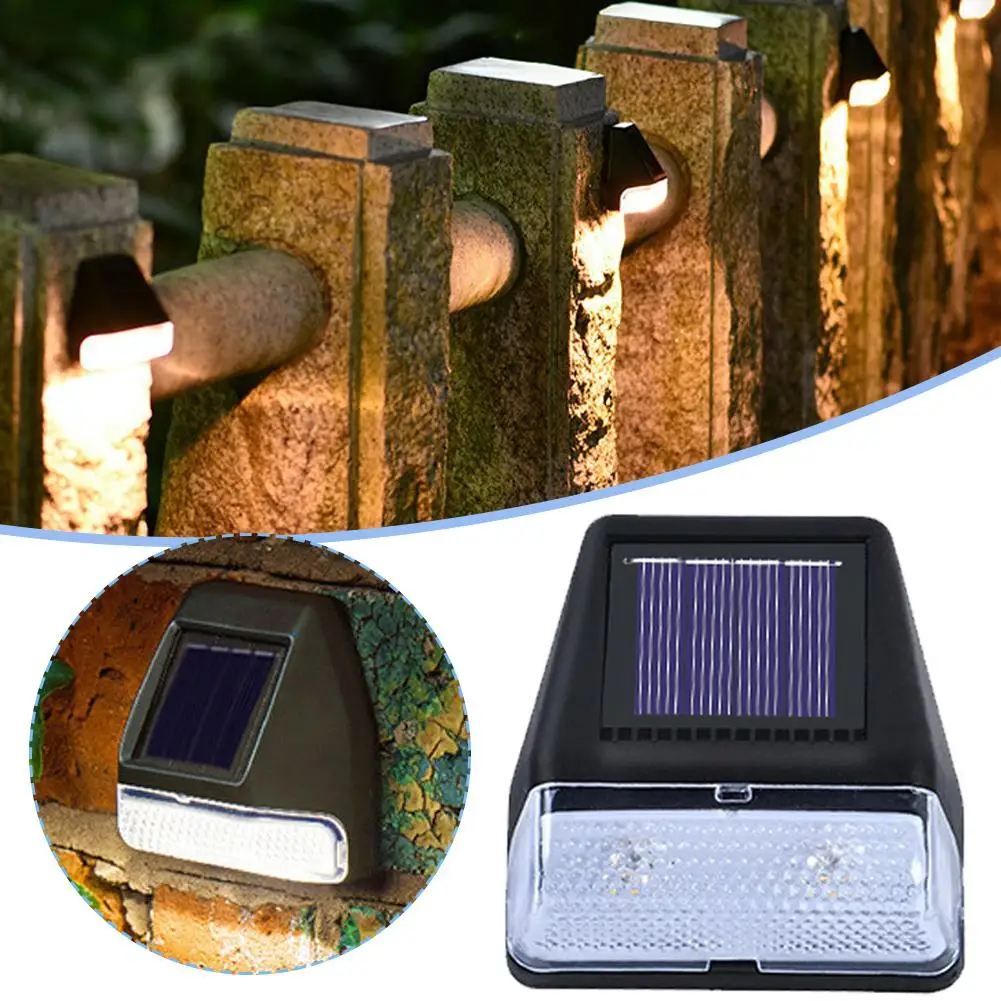 โคมไฟ LED ติดผนังพลังงานแสงอาทิตย์1ชิ้น, โคมไฟกลางแจ้งระบบเหนี่ยวนำสำหรับตกแต่งบันไดสวนที่สว่างไสว R9n4สนามตอนกลางคืนกันฝน