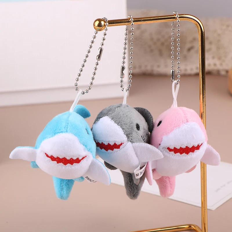 Cute Shark Plush Doll Toys Keychain Pendant Cartoon Ocean Animal Small Shark Soft Stuffed Keyring Backpack Charms Bag Decor Gift