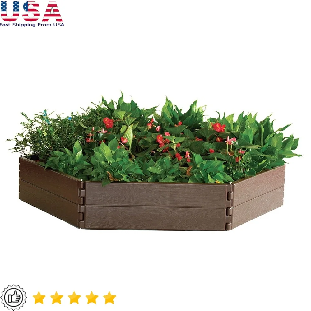

Stackable Hexagon Modular Garden Bed Kit UV Resistant Durable HDPE Easy Assembly Flower Planter Outdoor Gardening System