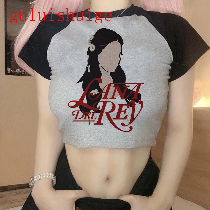 Y2K Crop Top Lana Del Rey Ldr Sailing T Shirt Cropped Harajuku Women Vintage Short-Sleeve T-Shirt Streetwear Female Tshirt