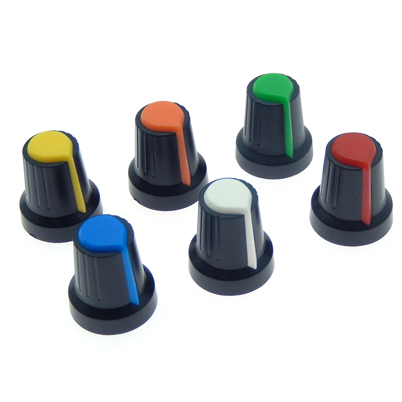 10Pcs WH148 Potentiometer Switch knob Cap Plastic Knob Plum Handle 15X17mm AG2 Handle 6MM BLACK RED YELLOW ORANGE WHITE