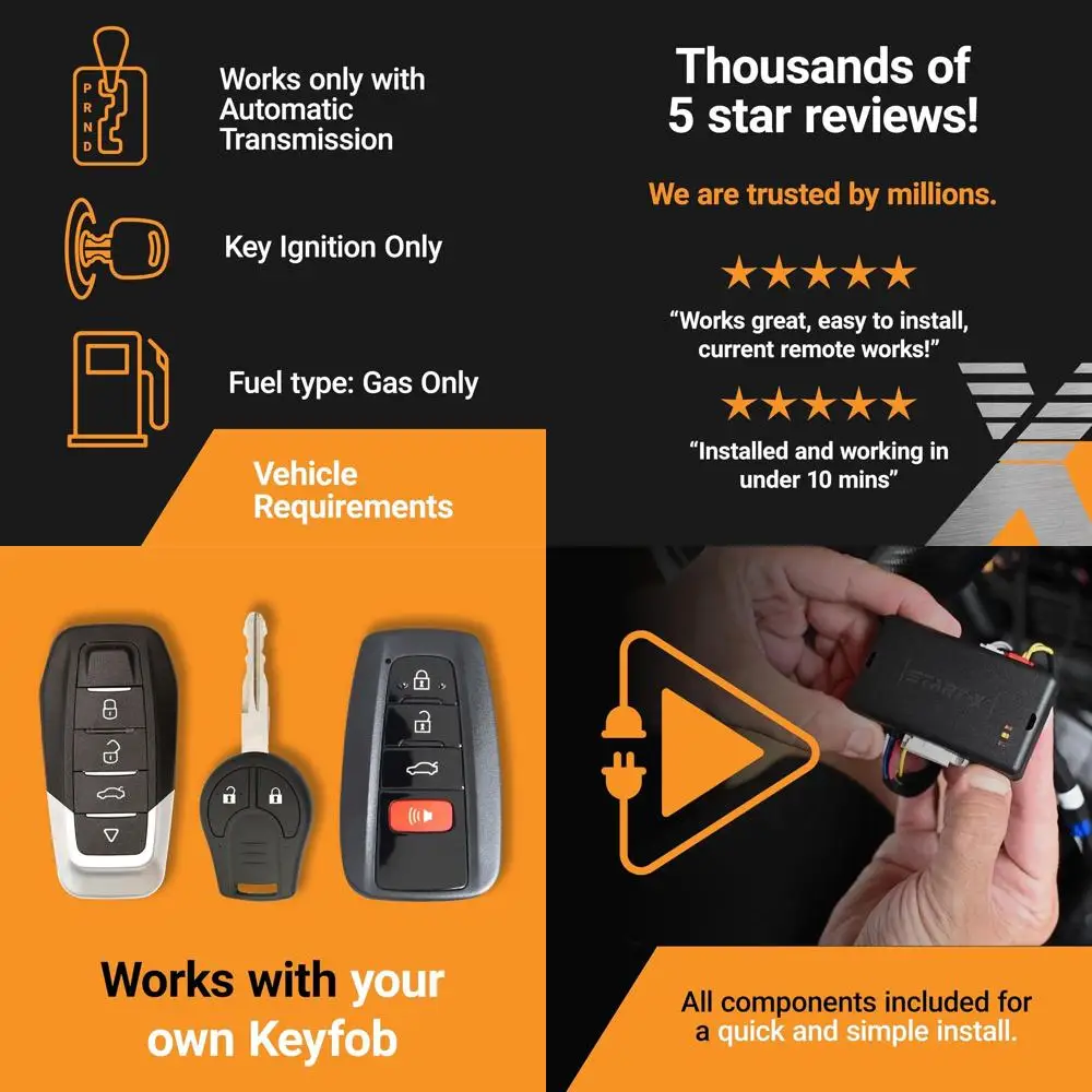 

Комплект дистанционного стартера для автомобилей Ford Transit 150, 250, 350 (2015, 2016, 2017, 2018, 2019) | Ключевое зажигание | Plug N Play Встановіть |