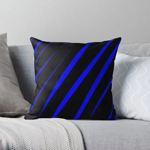 Blue Stripes On Black Pattern  Printing Throw Pillow Cover Home Car Decor Hotel Office Sofa Throw Pillows not include One Side