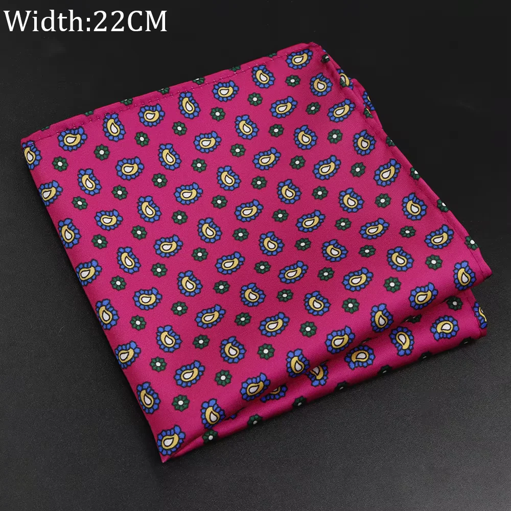 New Pocket Square Handkerchief Accessories Paisley Solid Colors Vintage Business Suit Hanky Breast Scarf Gravat Gift