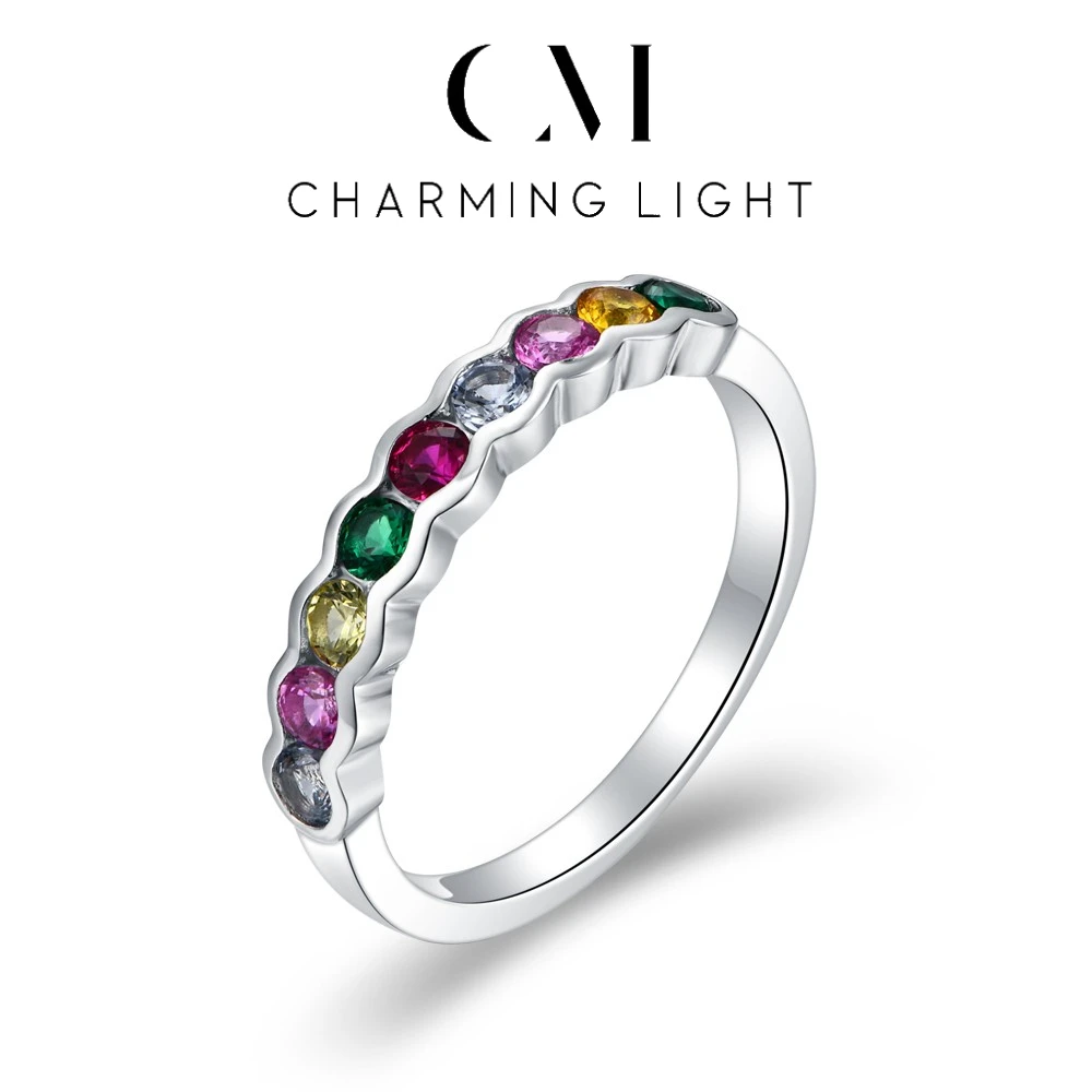 

CHARMING Fine multicolor Lab Grown Corundum Rings 925 Sterling Silver for Women Men Romantic Engagement Christmas Jewelry Gifts