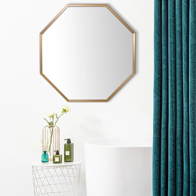 Model SA1640 Decorative Gold Frame Modern Glass Wall Mirror Customized Luxury Five-star Hotel Bathroom Mirror 915x915mm