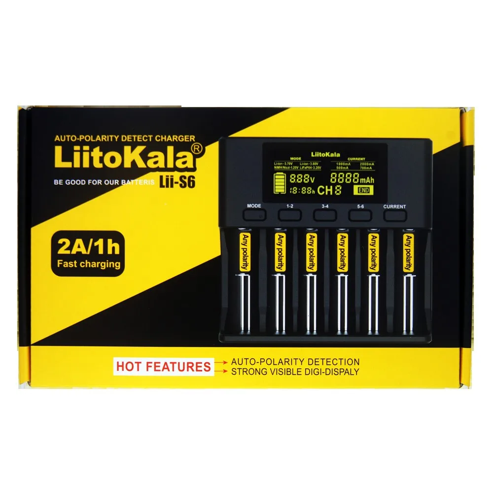 LiitoKala lii-S6 cargador de batería 18650 26650 21700 batería de litio NiMH