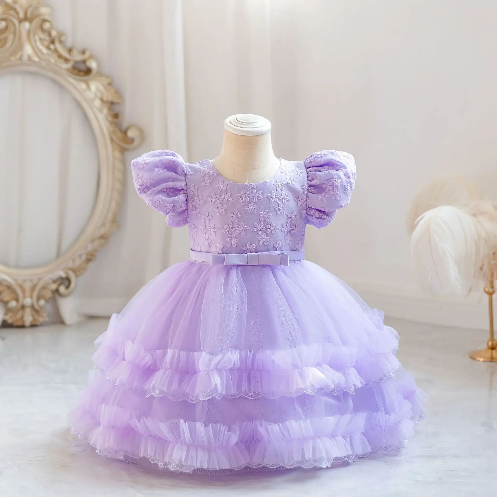 0-4 Jahre Mädchen Kinder kleid Tutu Prinzessin Baby kleider Puff ärmel Baby Ballkleid billige Weihnachten Geburtstags feier Outfits