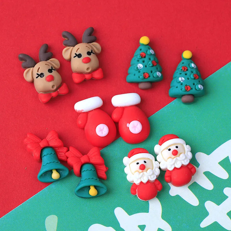 5PCS Small Christmas Nail Art Accessories Decorative DIY Phone Case Hairpin Headstring Accessories Resin Accessories