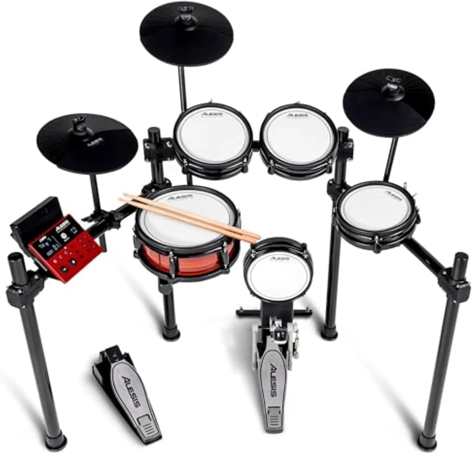 

Electric Drum Set with Dual-Zone Quiet Mesh Pads, 500+ Authentic BFD Sounds, Bluetooth, Drumeo, USB MIDI, Double Kick Compatible