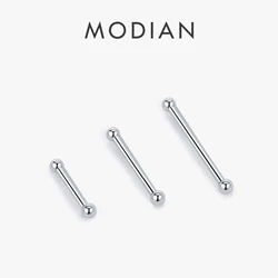 MODIAN 2 Pairs Simple Tiny Ear Bone Studs 999 Pure Silver Classic Polishing Stackable Stud Earrings For Women Fine Jewelry
