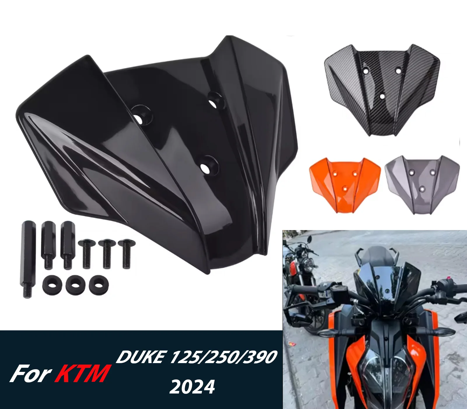 

Аксессуары для мотоциклов, лобовое стекло, дефлектор ветра, передний воздушный экран, щит для KTM Duke 125 Duke 250 Duke 390 2024