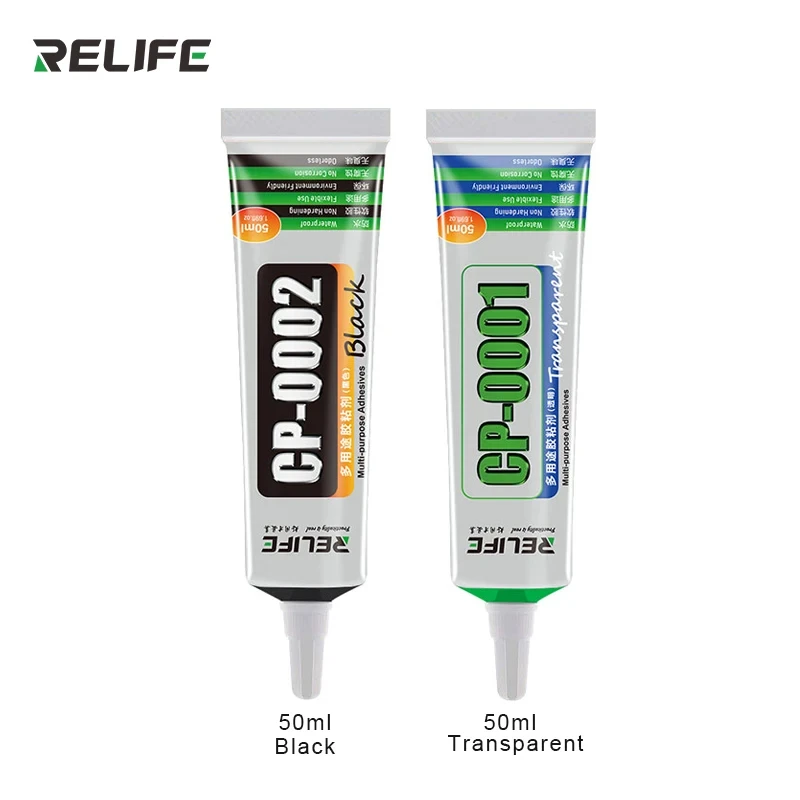 RELIFE 50ML CP-0001 Transparent CP-0002 Black High Elasticity Adhesive Liquid Glue for Phone Frame LCD Screen Back Cover Repair