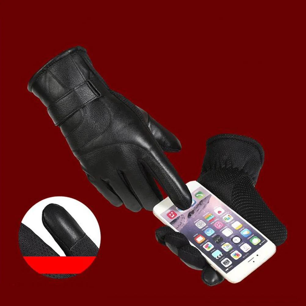 

1Pair Warm Windproof Motorcycle Gloves Thicken PU Outdoor Sports Gloves Cycling Climbing Riding Touchscreen