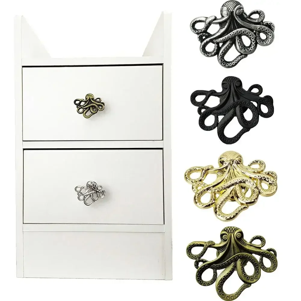 Creative Retro Octopus Shape Furniture Handle Solid Zinc Alloy Pull Dresser Drawer Knobs Kitchen Cabinet Pull Furniture Hardware