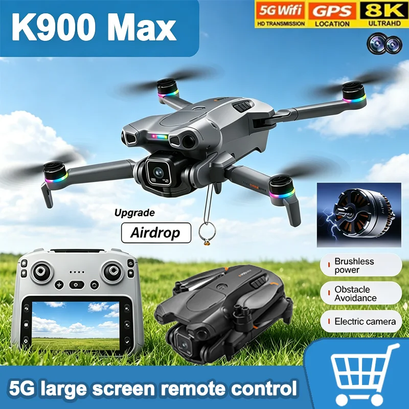 

K900 Max One-click airdrop RC Quadcopter 5G Smart Return 8K HD Dual Lens Photography Brushless Motor Portable Drone Gift Boy Kid