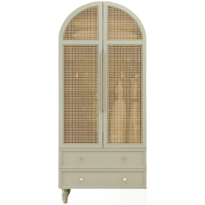 

Modern and fashionable high-end bedroom solid wood braided rattan wardrobe Nordic creative wardrobe