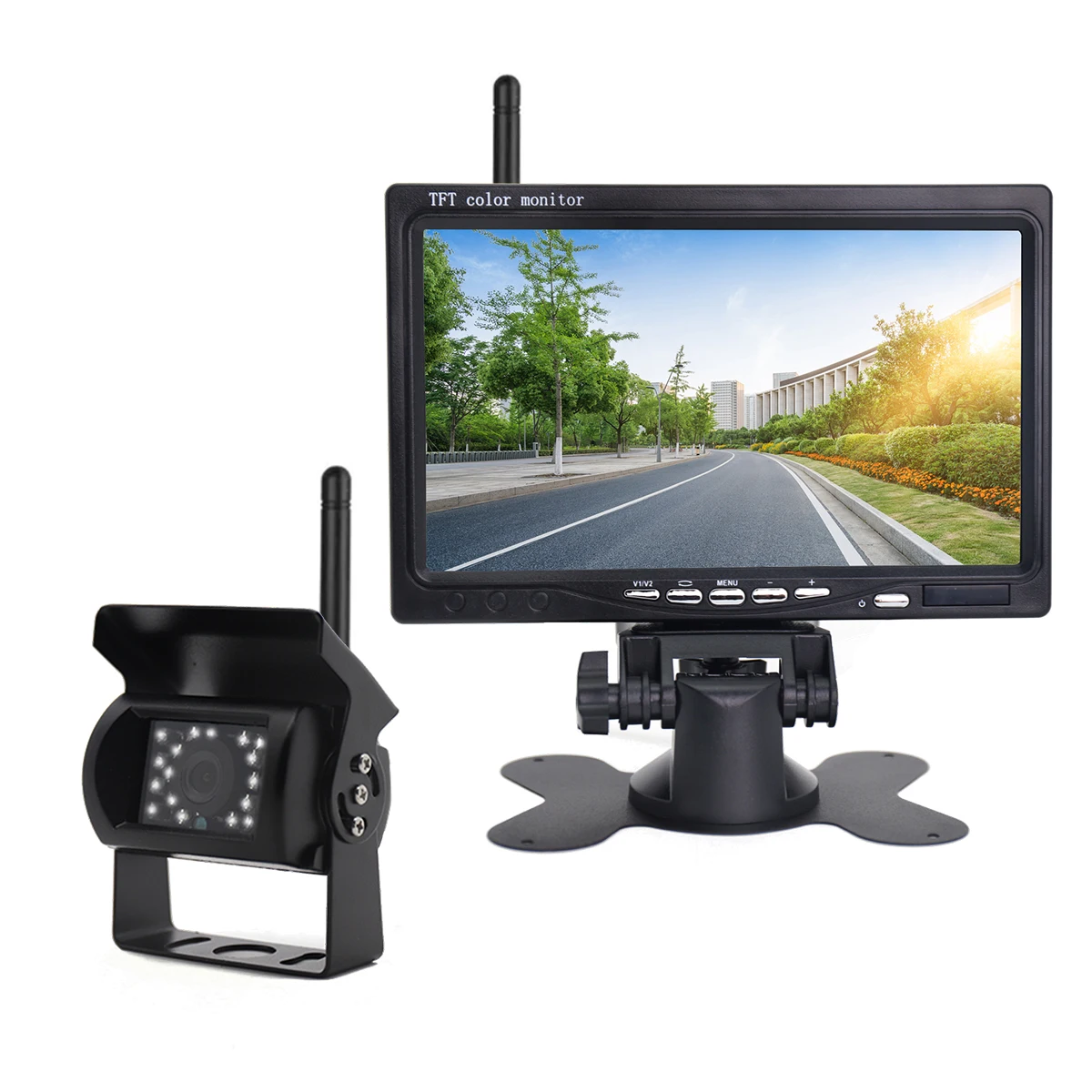 Reverse Image Rear View Car Camera 12V-24V  7 Inch Wireless Truck Camera Car Monitor for Trucks Bus RV Trailer Excavator