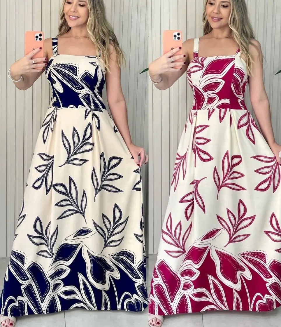 

Sling Dress Women Long Dresses Print A Line Vestidos Sleeveless Elegant Wedding Y2k Streetwear Party Night High Waist 2025