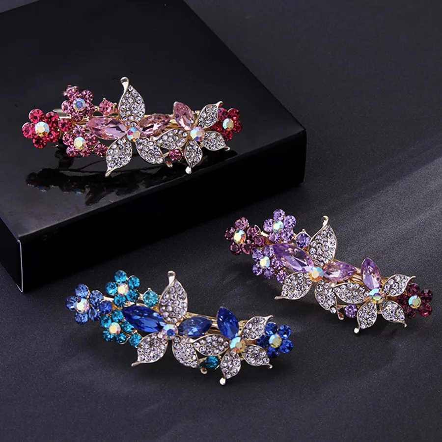 

Multi-Style Rhinestone flowers Bow Hairpin Spring Clip Fairy Top Clips Back Head Hairpin Barrettes Headband for Women Headwear